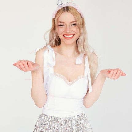 Bride Haarband Roze Zilver van Partydeco koop je bij Partywinkel