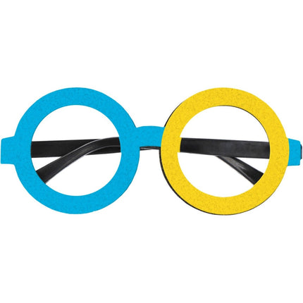 Bril Colorblock Blauw/Geel van Folat koop je bij Partywinkel