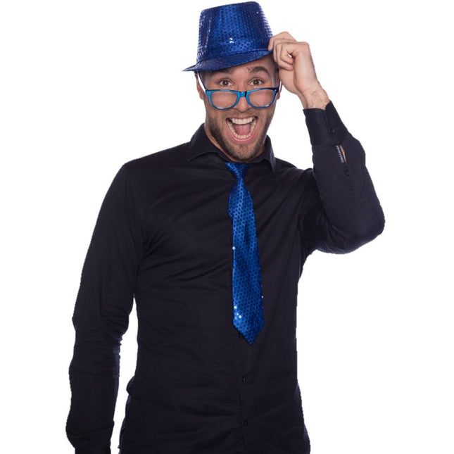 Bril Metallic Blauw van Folat koop je bij Partywinkel