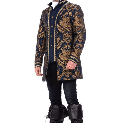Brokaat jas blue luxe - Partywinkel - 8720059073269
