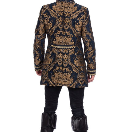 Brokaat jas blue luxe - Partywinkel - 8720059073269