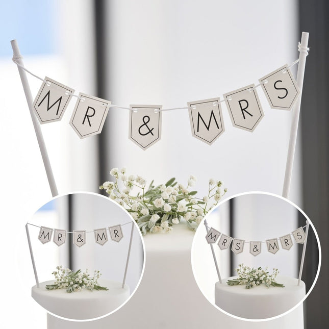 Bruiloft Taarttopper Mr & Mrs 15cm van Ginger Ray koop je bij Partywinkel