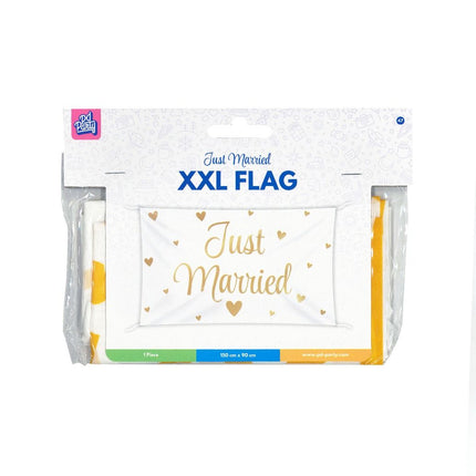 Bruiloft Vlag Just Married Xxl 1,5m van Paper Dreams koop je bij Partywinkel