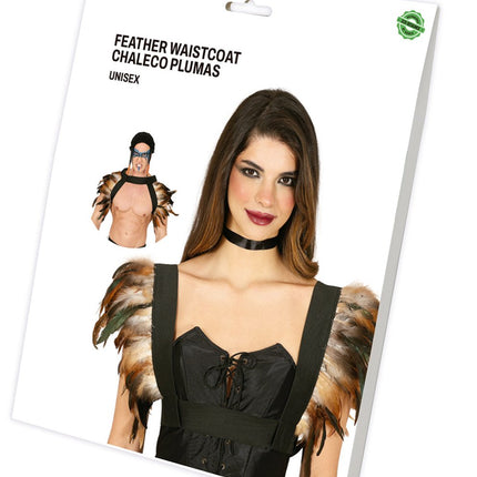 Bruin Zwarte Kraag Veren - Partywinkel - 8434077272107