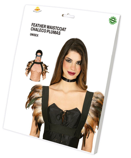 Bruin Zwarte Kraag Veren - Partywinkel - 8434077272107