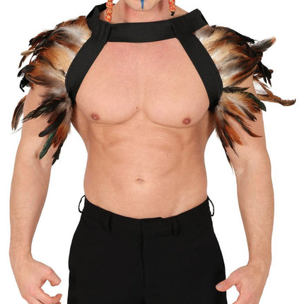 Bruin Zwarte Kraag Veren - Partywinkel - 8434077272107