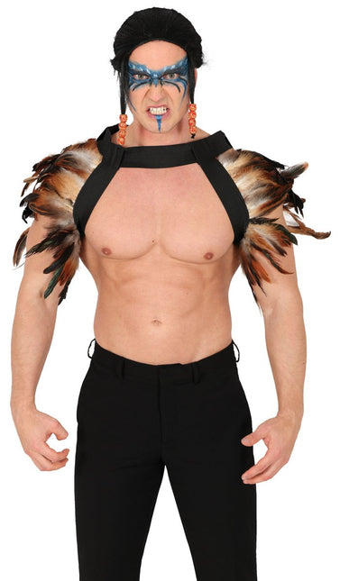 Bruin Zwarte Kraag Veren - Partywinkel - 8434077272107