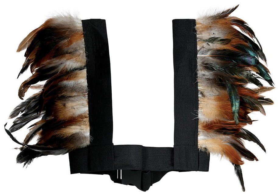 Bruin Zwarte Kraag Veren - Partywinkel - 8434077272107