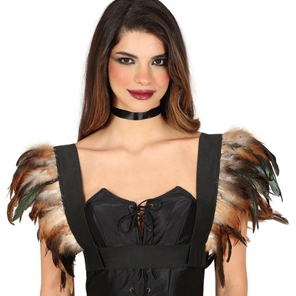 Bruin Zwarte Kraag Veren - Partywinkel - 8434077272107