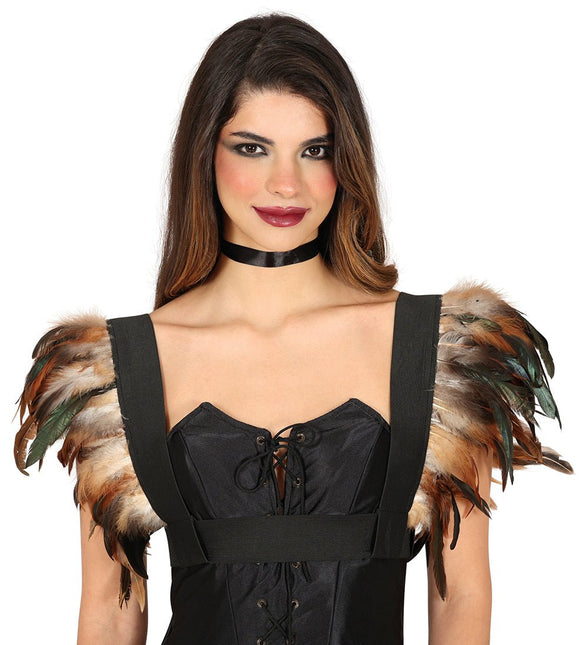 Bruin Zwarte Kraag Veren - Partywinkel - 8434077272107
