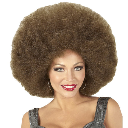 Bruine Pruik Afro Extra Groot van Widmann koop je bij Partywinkel