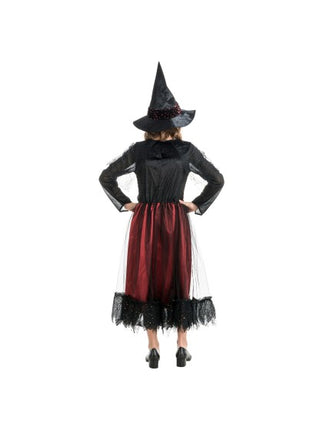 Kostium czarownicy Lucindy dla kobiet – bordowo-czarny