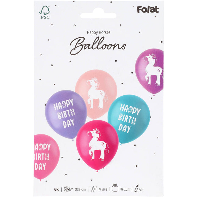 Balony urodzinowe Konie 33cm 6szt