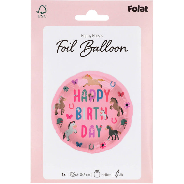 Urodzinowy balon helowy konie pusty 45 cm