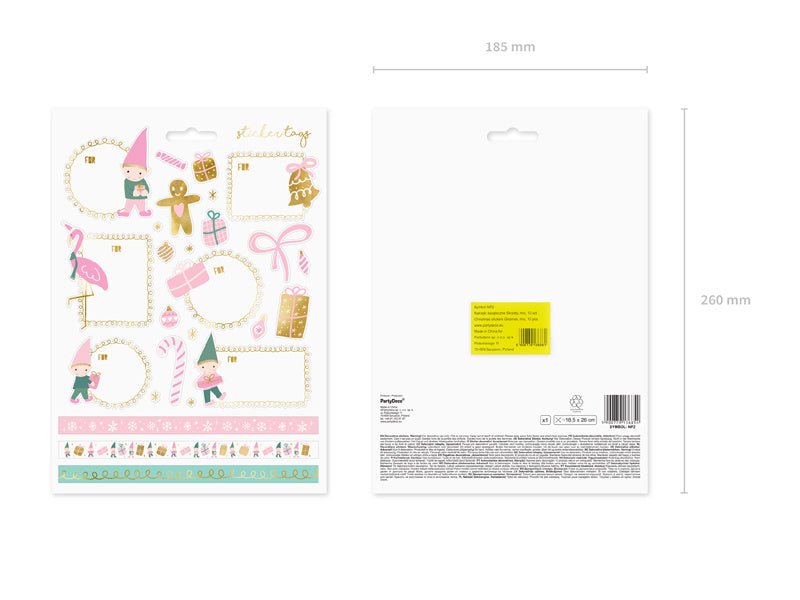 Cadeau Stickers Kerst Roze van Partydeco koop je bij Partywinkel