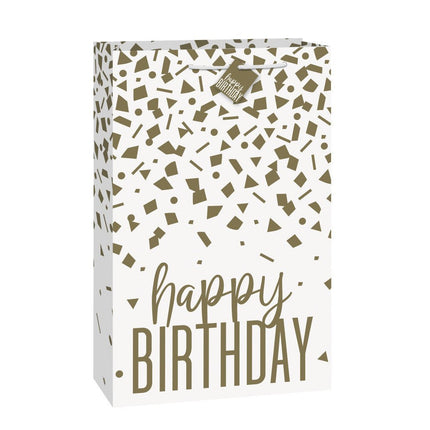 Cadeautasje Happy Birthday Goud Confetti van Unique koop je bij Partywinkel