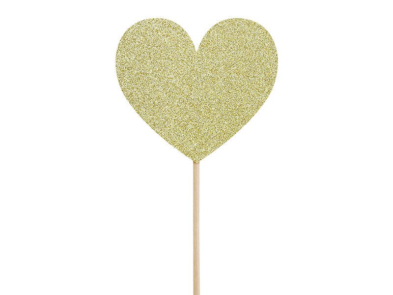 Caketopper Hartjes Goud 6st van Partydeco koop je bij Partywinkel