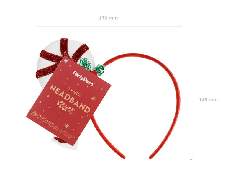 Candy Cane Headband, 18.5x15.5cm, mix van Partydeco koop je bij Partywinkel
