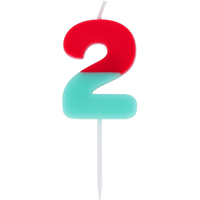 2-letnia świeczka czerwono-niebieska 9 cm