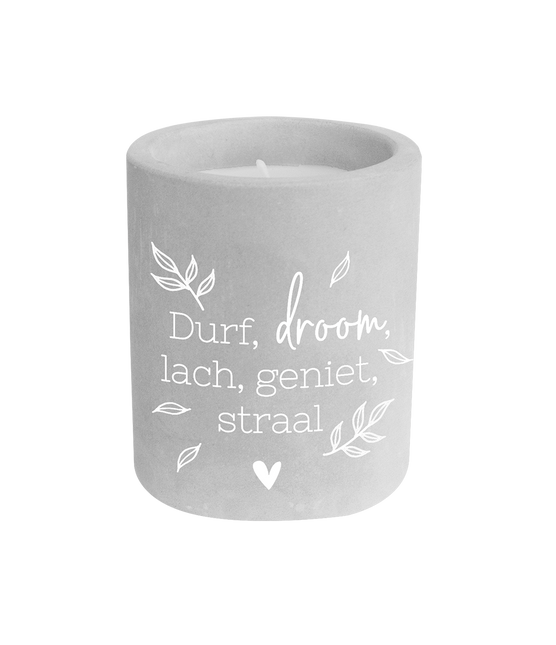 Szara świeca cementowa Dare, Dream 8cm