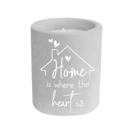 Szara świeca cementowa Home Is Where The Heart Is 8cm
