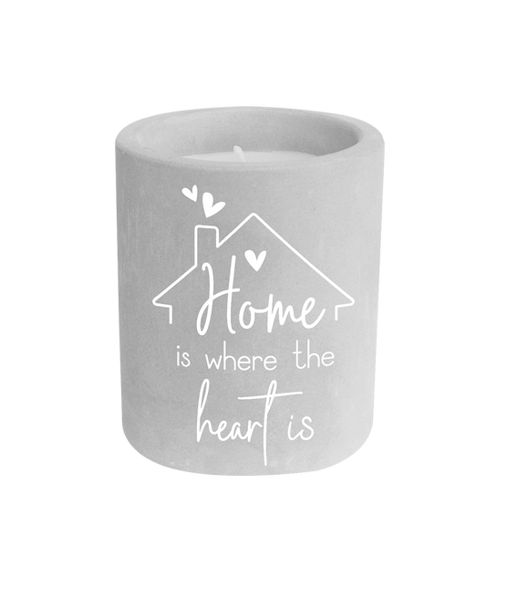 Szara świeca cementowa Home Is Where The Heart Is 8cm