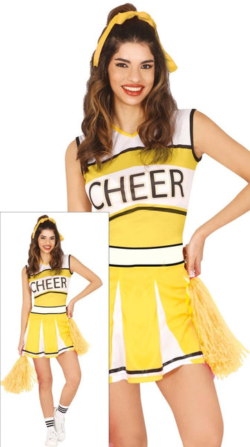 Cheerleader Jurk Geel Dames - Partywinkel - 8434077841709