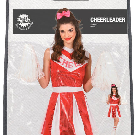 Cheerleader Jurk Rood Wit Dames - Partywinkel - 8434077862162