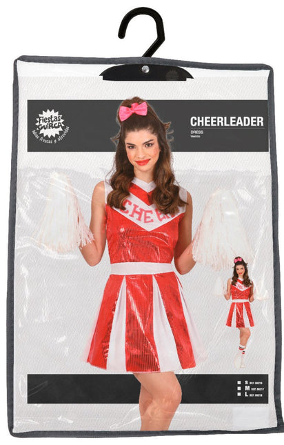 Cheerleader Jurk Rood Wit Dames - Partywinkel - 8434077862162