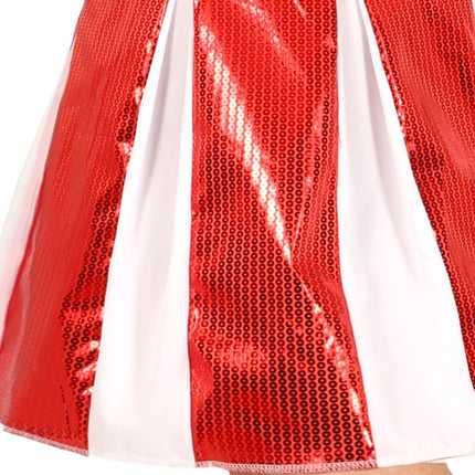 Cheerleader Jurk Rood Wit Dames - Partywinkel - 8434077862162