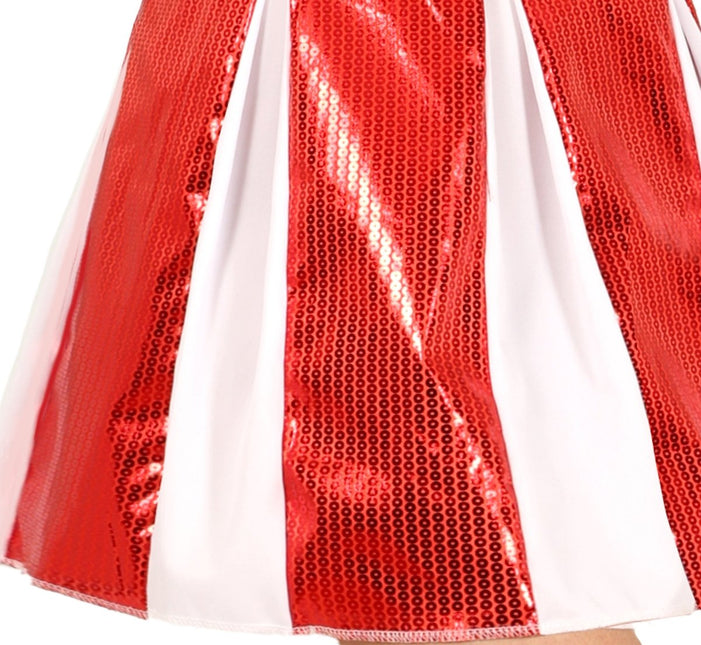 Cheerleader Jurk Rood Wit Dames - Partywinkel - 8434077862162