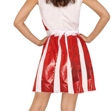 Cheerleader Jurk Rood Wit Dames - Partywinkel - 8434077862162