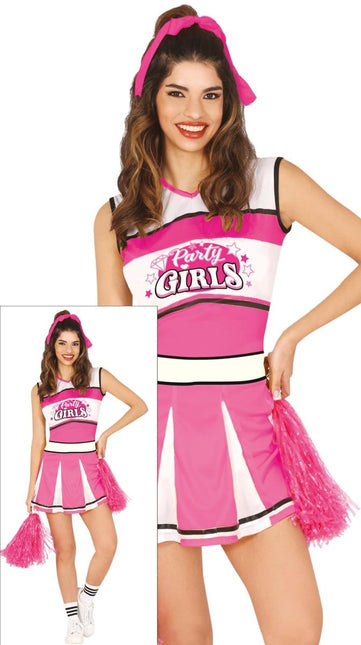 Cheerleader Jurk Roze Dames - Partywinkel - 8434077862247