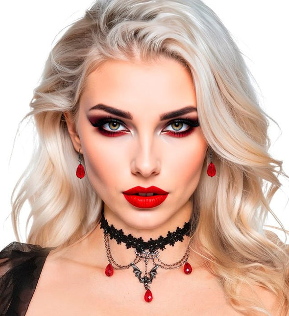 Choker en oorbellen gotisch vampier van Widmann koop je bij Partywinkel