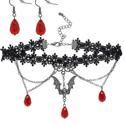Choker en oorbellen gotisch vampier van Widmann koop je bij Partywinkel