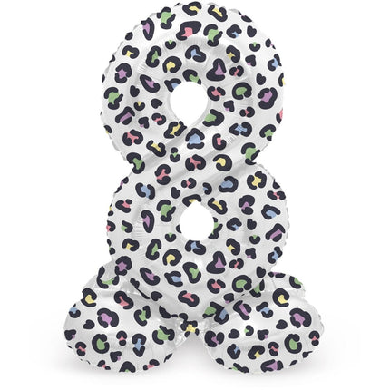 Cijfer Ballon 8 Jaar Panter Met Standaard Leeg 41cm van Folat koop je bij Partywinkel