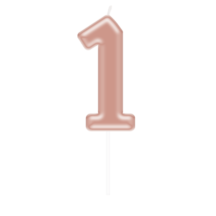 Cijfer Kaars 1 Rose Goud van Paper Dreams koop je bij Partywinkel
