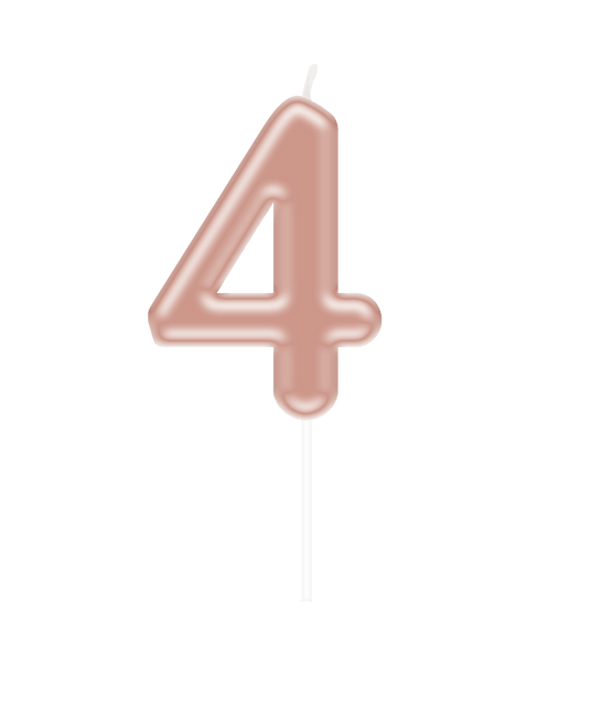 Cijfer Kaars 4 Rose Goud van Paper Dreams koop je bij Partywinkel