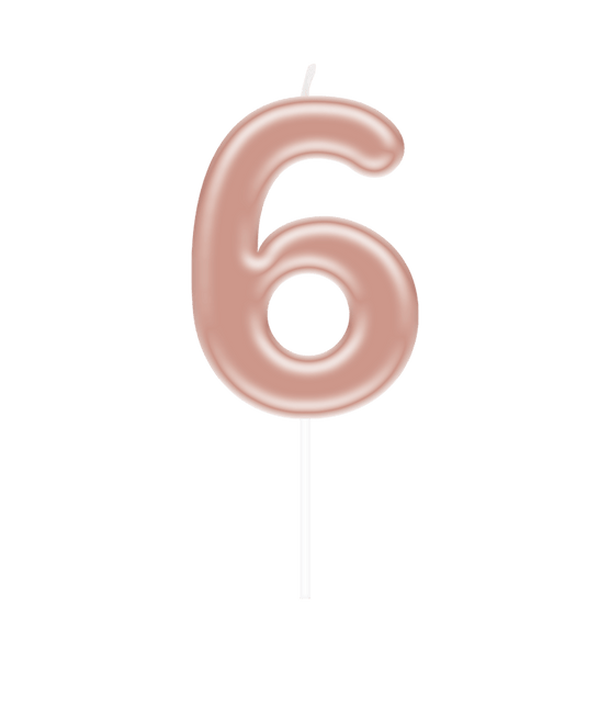 Cijfer Kaars 6 Rose Goud van Paper Dreams koop je bij Partywinkel