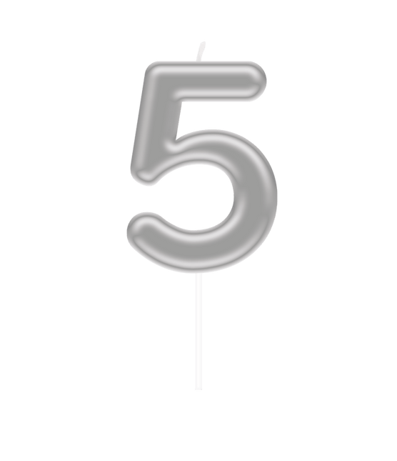 Cijferkaars - 5 Zilver van Paper Dreams koop je bij Partywinkel