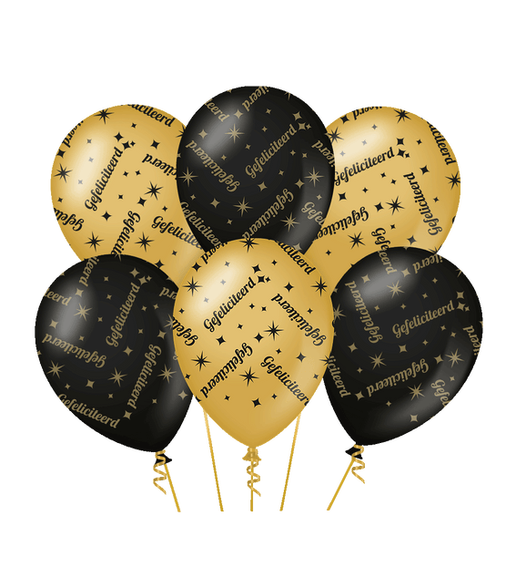 Balony gratulacyjne czarne złote 30cm 6szt