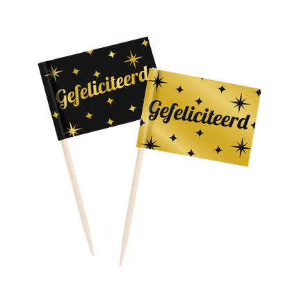Kostki do koktajli gratulacyjnych czarne złoto 6,5 cm 50 szt.