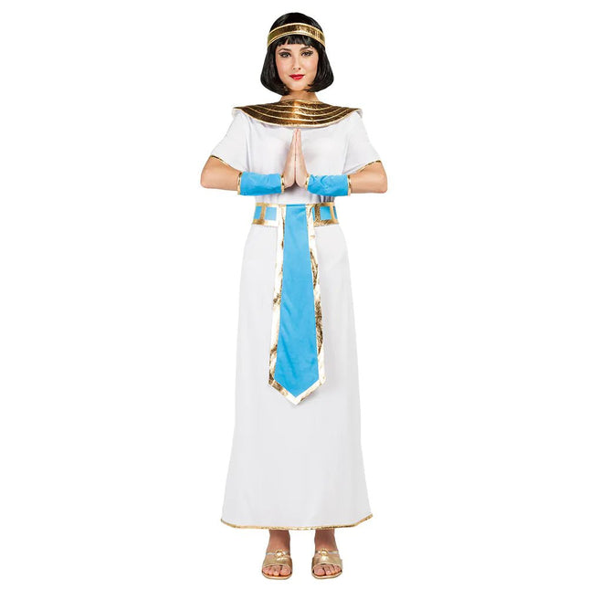 Cleopatra Kostuum Blauw Wit Dames van Boland koop je bij Partywinkel