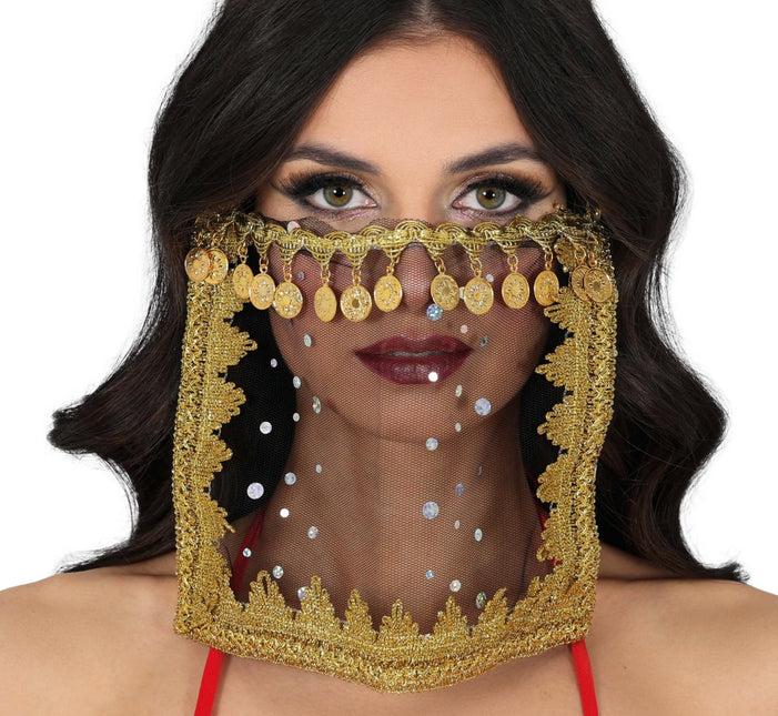 Cleopatra Mondkapje Zwart Goud van Fiestas Guirca koop je bij Partywinkel