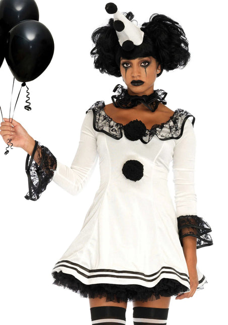 Clown Jurk Wit Zwart Dames Leg Avenue - Partywinkel - 714718527642
