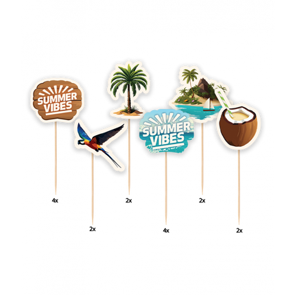 Kolorowe patyczki do koktajli Summer Vibes 6,5 cm 6 szt