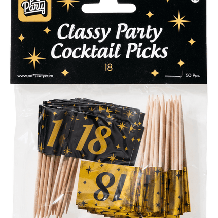 Cocktailprikkers 18 Jaar 6,5cm 50st van Paper Dreams koop je bij Partywinkel