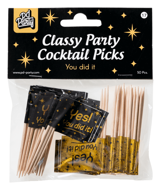 Cocktailprikkers You Did It 6,5cm 50st van Paper Dreams koop je bij Partywinkel