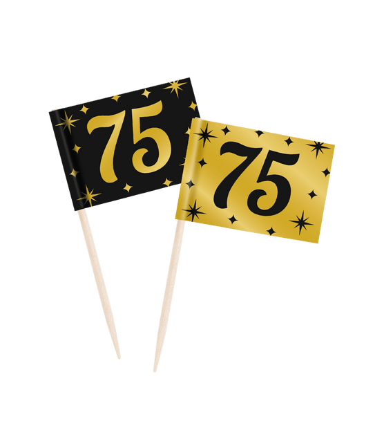 Cocktailprikkers75 Jaar 6,5cm 50st van Paper Dreams koop je bij Partywinkel