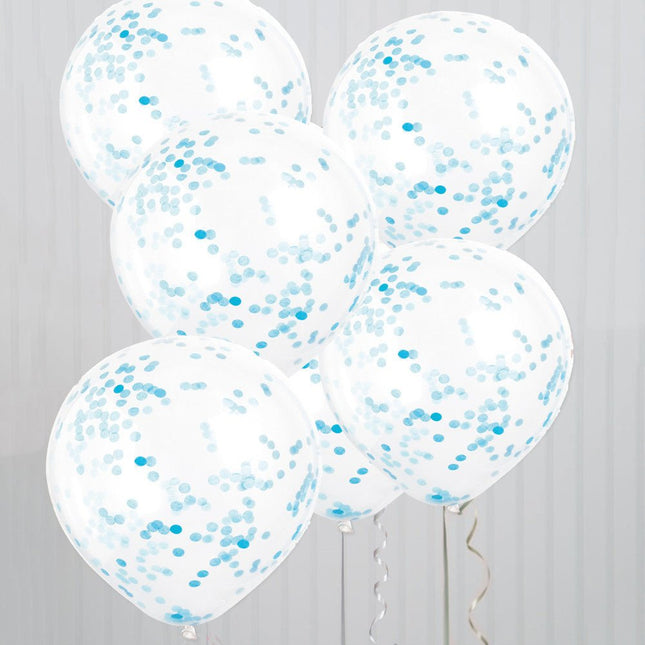 Confetti Ballonnen Lichtblauw 30cm 6st van Unique koop je bij Partywinkel